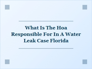 Florida Hoa Responsibilities for Water Leaks