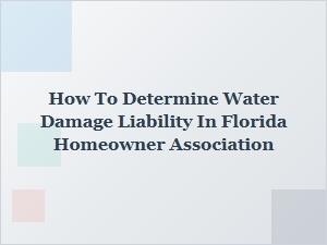 Florida Hoa Water Damage Liability Documentation