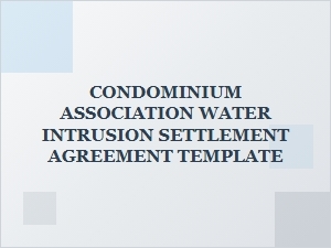 Water Intrusion Settlement Agreement Template